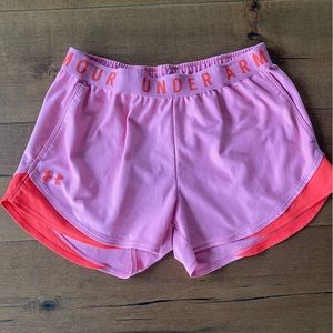 Pink EUC under armour play up shorts with pockets!